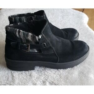9.5M/40 EU Earth Origins Black Water Repellent Suede Ankle Boots Tate Zip Up EUC
